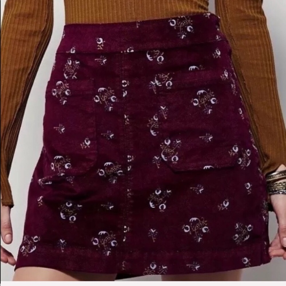 FREE PEOPLE / retro Good Times Printed Mini Skirt - Picture 3 of 6